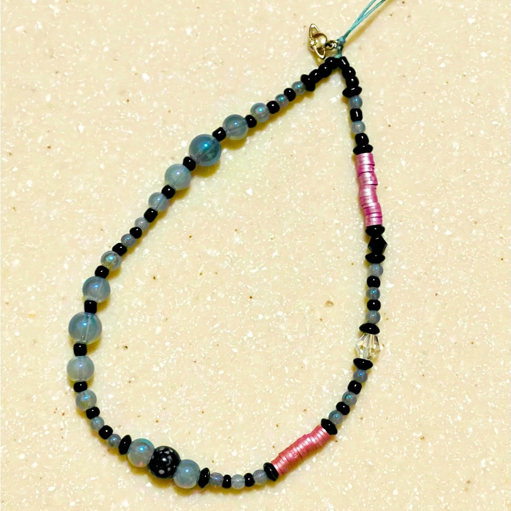 Phone String!! Beautiful Blue Shift Glass Beads & Swarovski Theme!